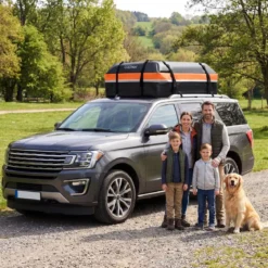 600L Auto Dachbox mit Anti-Rutsch-Matte & 6 Türhake & Schloss & Tragetasche Orange