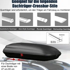 250L Auto Dachbox mit Zentralverriegelung & Schlüsseln & Gurten Abschießbarer Dachkoffer