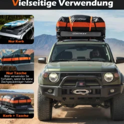 425 L Dachbox Auto mit Dachträger & 6 Türhaken & Tragetasche Wasserdichter Dachkoffer Orange
