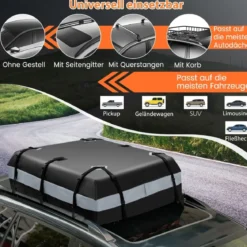 420 L Dachbox für Auto mit Zahlenschloss & 6 Türhaken & Anti-Rutsch-Matte Wasserdichter Dachkoffer