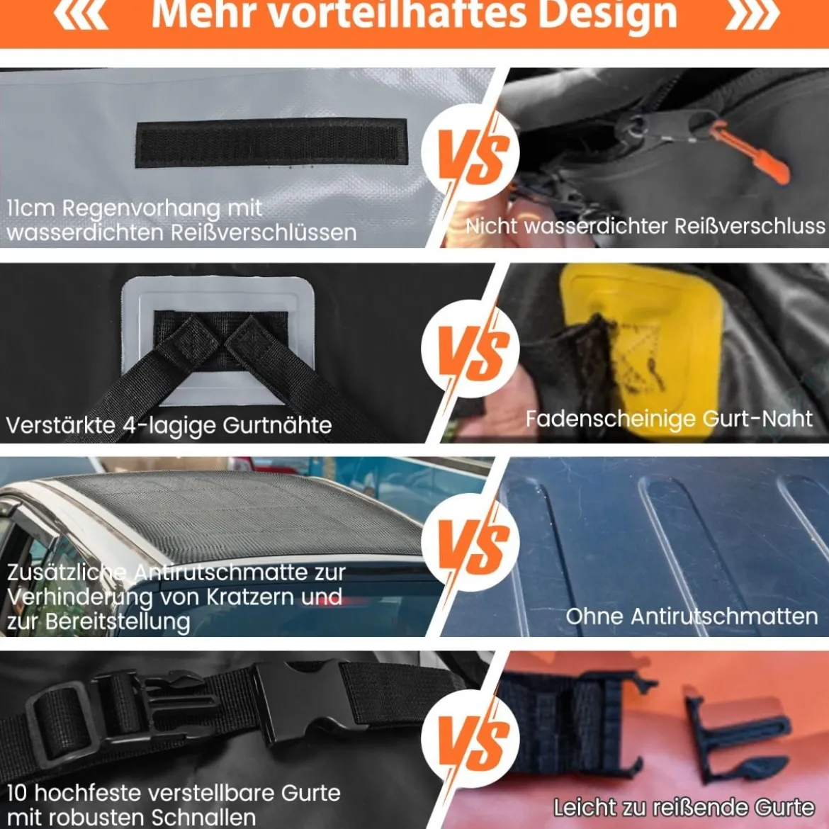 420 L Dachbox für Auto mit Zahlenschloss & 6 Türhaken & Anti-Rutsch-Matte Wasserdichter Dachkoffer