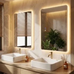 LED Badezimmer Spiegel mit Antibeschlag Dimmbares Beleuchtetes Schminkspiegel 70 x 50 cm