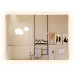 LED Badezimmer Spiegel mit Antibeschlag Dimmbares Beleuchtetes Schminkspiegel 70 x 50 cm