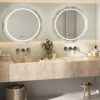 LED Badspiegel mit Beleuchtung & Uhr & Touchschalter Anti-Beschlag Badezimmerspiegel