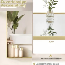 LED Badspiegel mit 3 Lichtfarben & Einstellbare Helligkeit Wandmontierter Schminkspiegel 80 x 60 cm