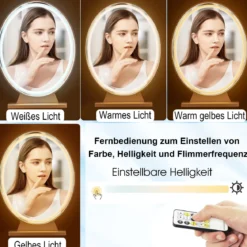 LED Kosmetikspiegel Tischspiegel mit 4 Beleuchtungsmodi Makeup Spiegel