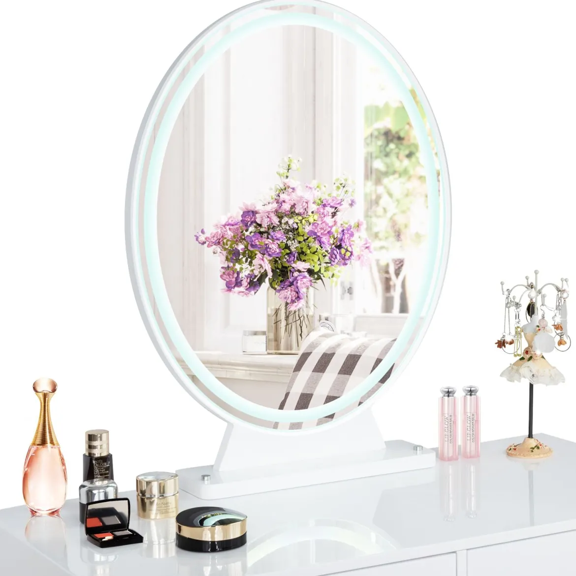 LED Kosmetikspiegel Tischspiegel mit 4 Beleuchtungsmodi Makeup Spiegel