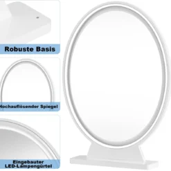 LED Kosmetikspiegel Tischspiegel mit 4 Beleuchtungsmodi Makeup Spiegel