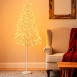 LED Lichterbaum mit Warmweißen LED-Leuchten Künstlicher Weihnachtsbaum Birkenbaum 120 cm