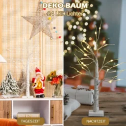 LED Lichterbaum mit Warmweißen LED-Leuchten Birkenbaum Künstlicher Weihnachtsbaum