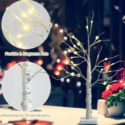 LED Lichterbaum mit Warmweißen LED-Leuchten Birkenbaum Künstlicher Weihnachtsbaum