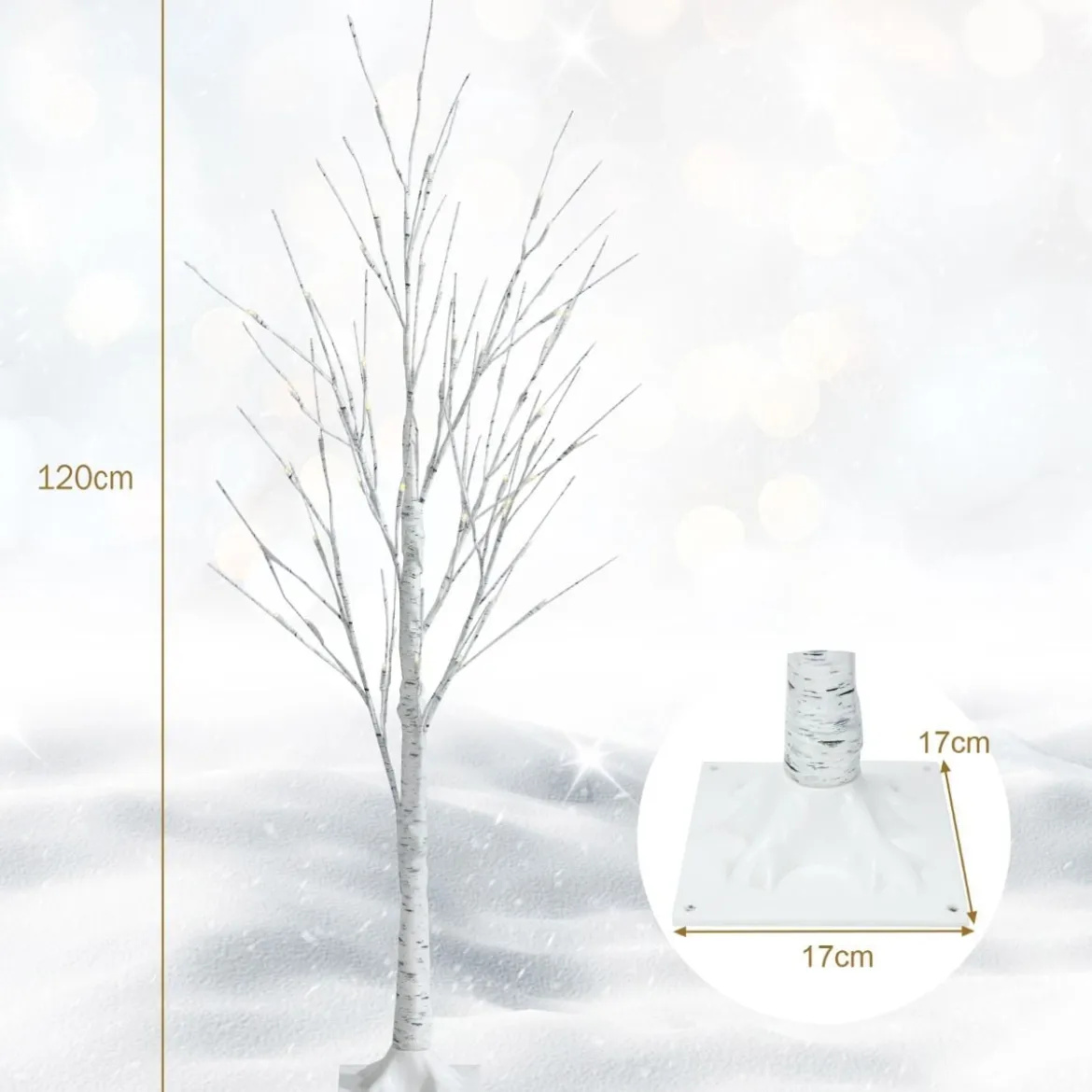 LED Lichterbaum mit Warmweißen LED-Leuchten Birkenbaum Künstlicher Weihnachtsbaum
