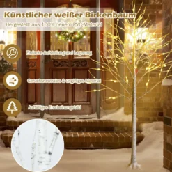 LED Lichterbaum mit Warmweißen LED-Leuchten Birkenbaum Künstlicher Weihnachtsbaum