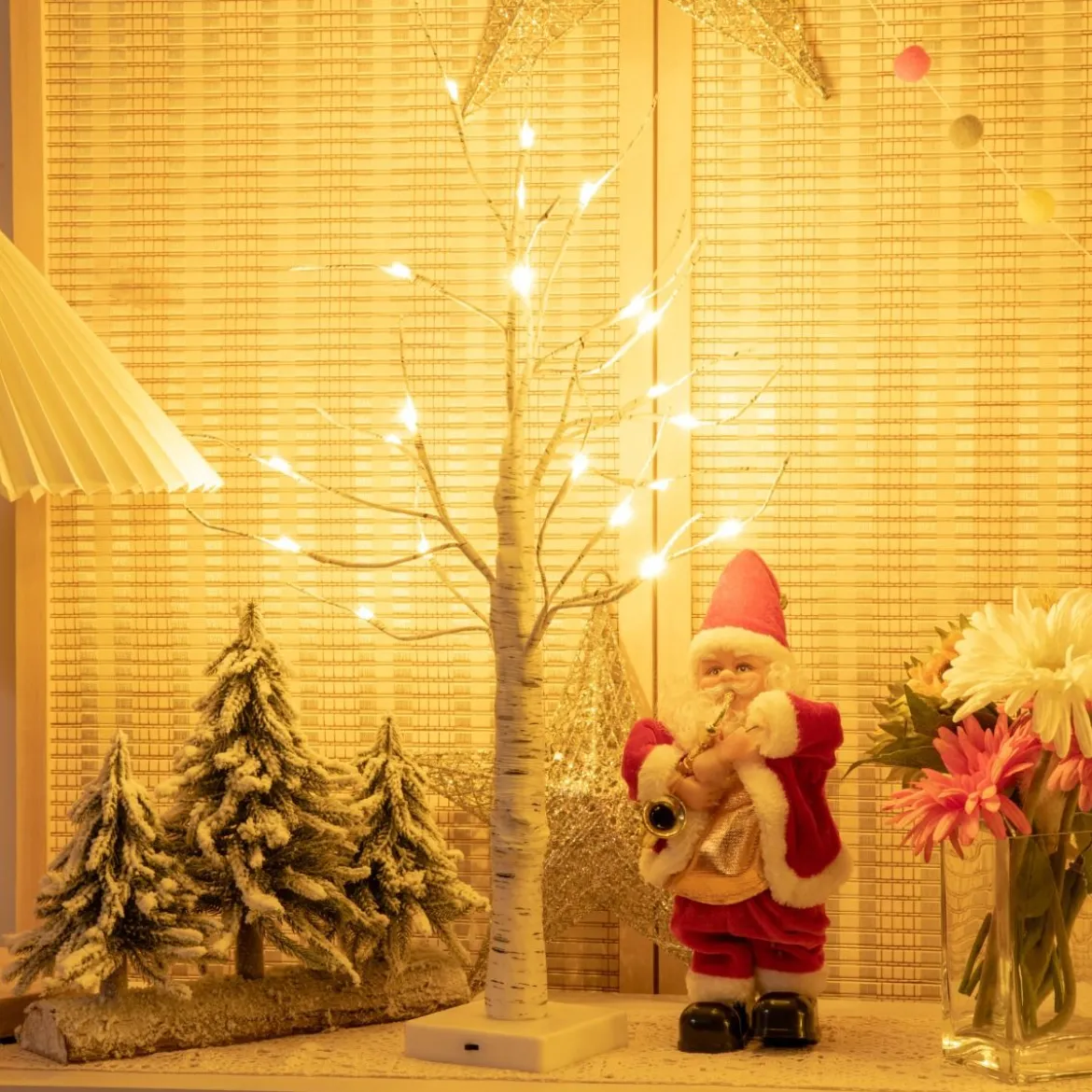 LED Lichterbaum mit Warmweißen LED-Leuchten Birkenbaum Künstlicher Weihnachtsbaum