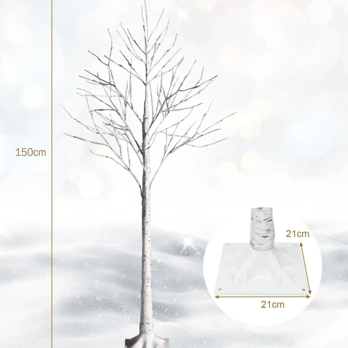 LED Lichterbaum mit Warmweißen LED-Leuchten Birkenbaum Künstlicher Weihnachtsbaum