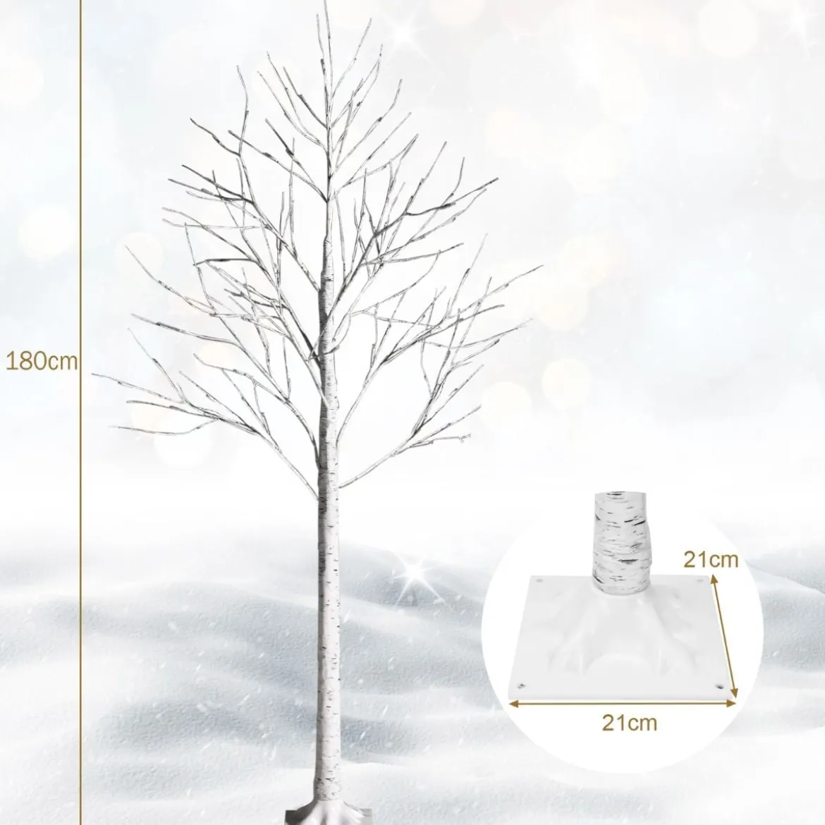 LED Lichterbaum mit Warmweißen LED-Leuchten Birkenbaum Künstlicher Weihnachtsbaum