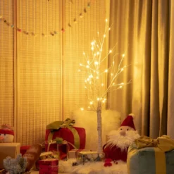 LED Lichterbaum mit Warmweißen LED-Leuchten Birkenbaum Künstlicher Weihnachtsbaum