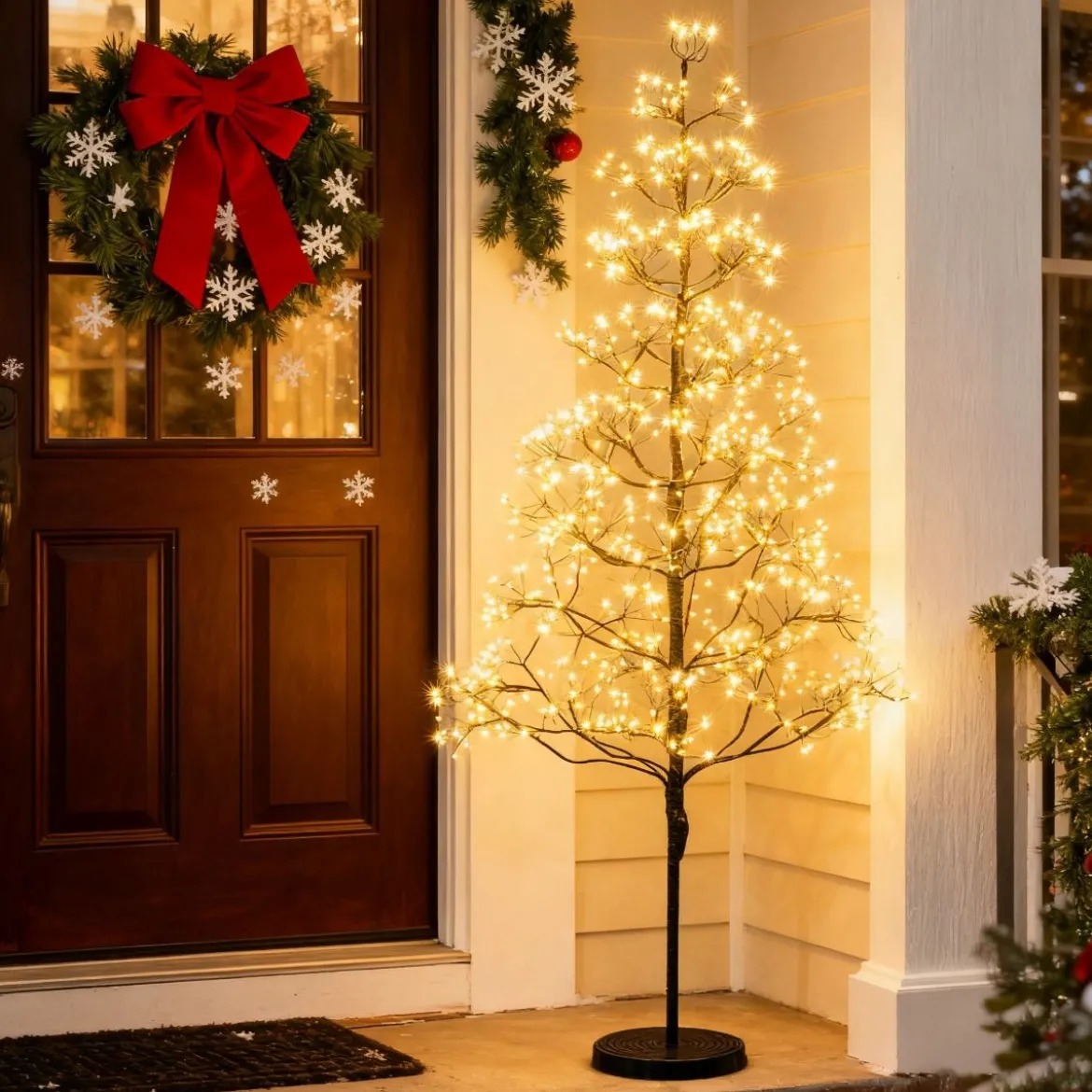 LED Lichterbaum mit Warmweißen LED-Leuchten Birkenbaum Künstlicher Weihnachtsbaum 120 cm