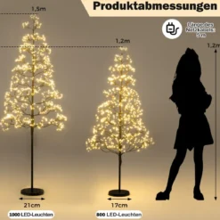 LED Lichterbaum mit Warmweißen LED-Leuchten Birkenbaum Künstlicher Weihnachtsbaum 120 cm