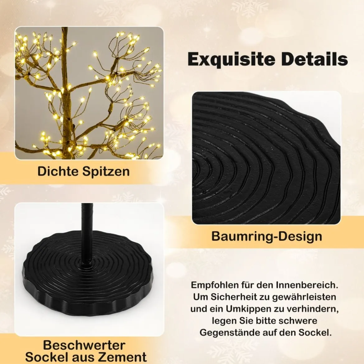 LED Lichterbaum mit Warmweißen LED-Leuchten Birkenbaum Künstlicher Weihnachtsbaum 120 cm