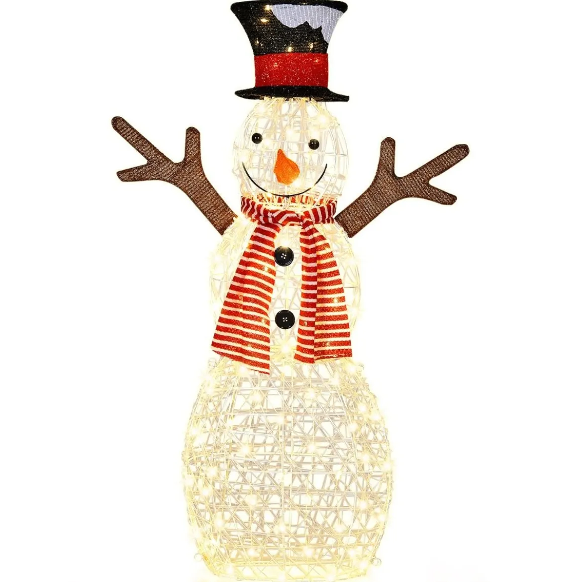 LED Schneemann mit 80 LED-Lichtern Weihnachtsdeko Weihnachtsfigur 66 x 14 x 110 cm