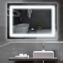 LED-Spiegel Badezimmer Spiegel mit Beleuchtung Wandspiegel Quadratisch 70 x 50 x 3 cm
