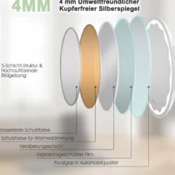LED-Spiegel Ø 60 cm Runder LED-Spiegel mit Anti-Beschlage Spiegelheizung Badezimmerspiegel Schutzklasse IP65