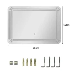 LED-Spiegel mit Anti-Beschlage Spiegelheizung 3-farbiges Licht Kosmetikspiegel 70 x 50 cm