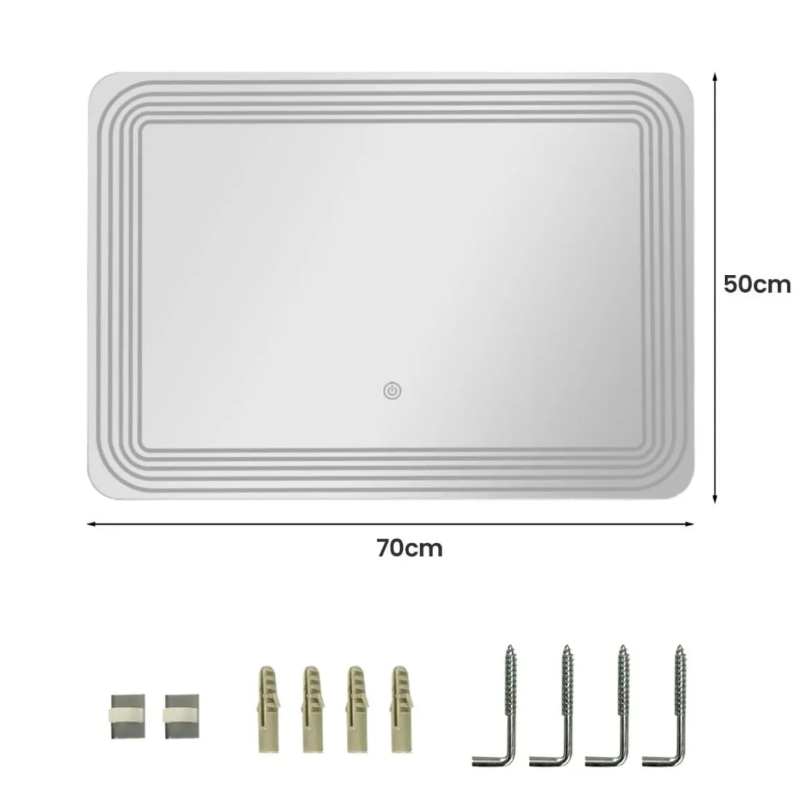 LED-Spiegel mit Anti-Beschlage Spiegelheizung 3-farbiges Licht Kosmetikspiegel 70 x 50 cm