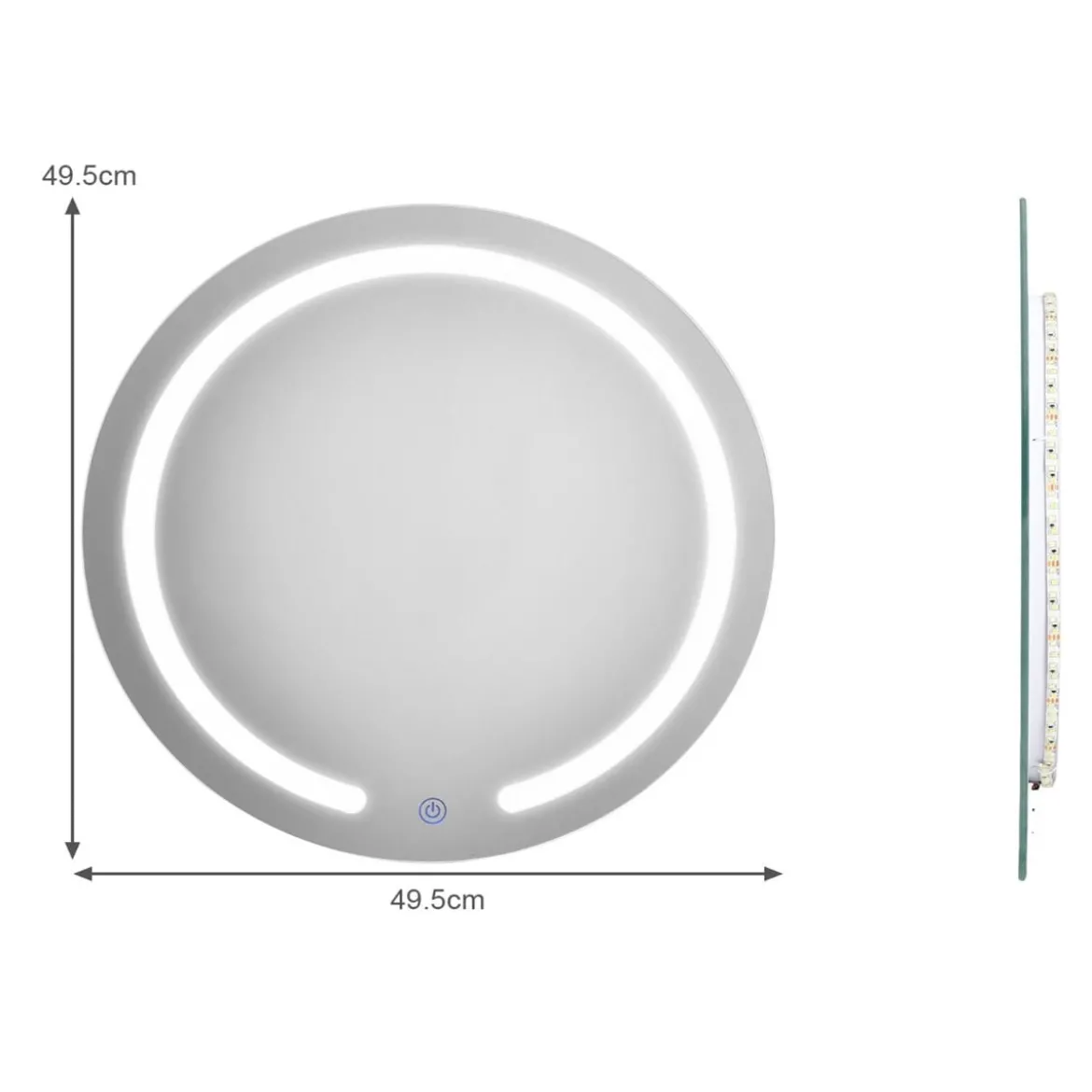 LED-Spiegel Runder Badezimmerspiegel mit LED-Leuchten 50 cm Durchmesser
