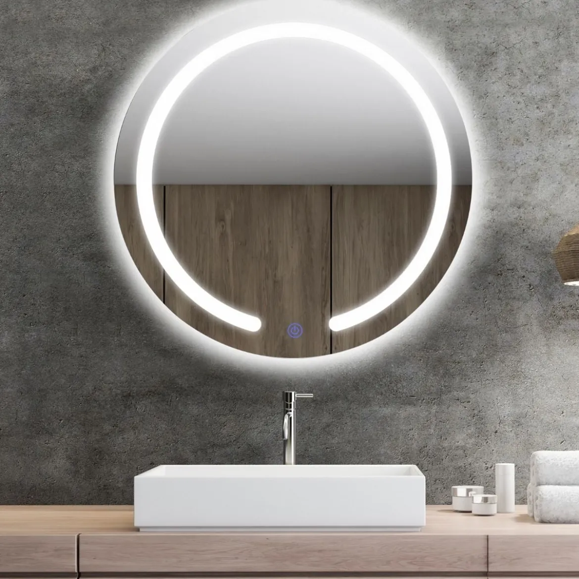 LED-Spiegel Runder Badezimmerspiegel mit LED-Leuchten 50 cm Durchmesser