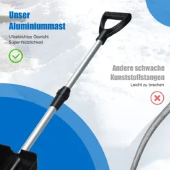 Leichte Aluminium-Schneeschaufel Schneeräumer Dachräumer höhenverstellbar Silber+ Schwarz