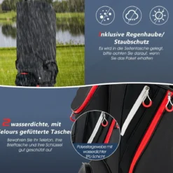 Leichte Golfschlägertasche mit 14-fach-Unterteilung in Voller Länge Schwarz
