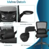 Leichter Netzstoff-Bürostuhl mit Lendenwirbelstütze Bürostuhl 61 x 61 x 98 - 106 cm Schwarz