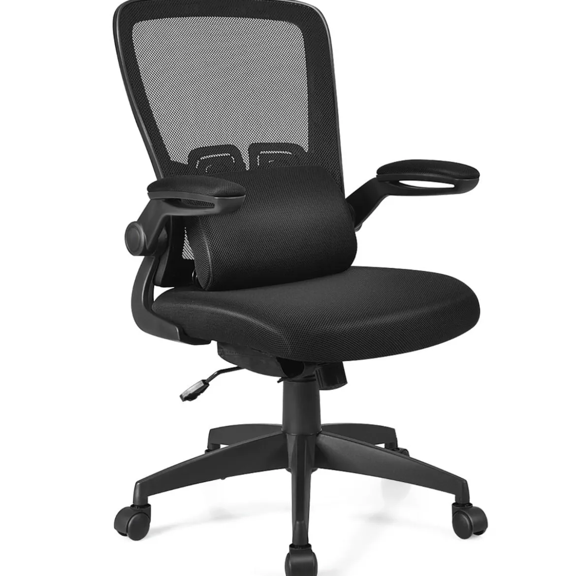 Leichter Netzstoff-Bürostuhl mit Lendenwirbelstütze Bürostuhl 61 x 61 x 98 - 106 cm Schwarz
