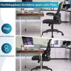 Leichter Netzstoff-Bürostuhl mit Lendenwirbelstütze Bürostuhl 61 x 61 x 98 - 106 cm Schwarz