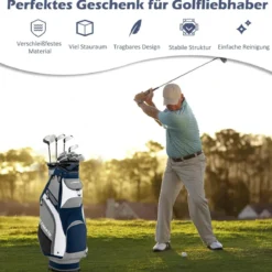 Leichte & Tragbare Golftasche mit 14 Trennwänden in Voller Länge Marine + Grau