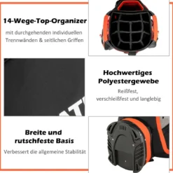 Leichte & Tragbare Golftasche mit 14 Trennwänden in Voller Länge Schwarz + Rot