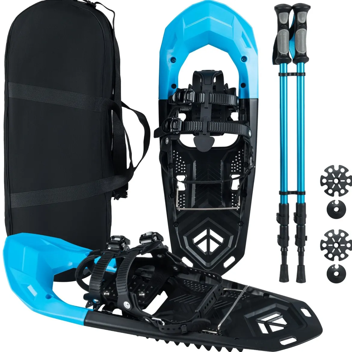 Leichtgewicht Schneeschuhe & Trekkingstöcke Set für Herren Damen &JugendlicheSchneeschuhset Blau