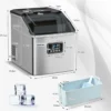 2,4L Eiswürfelmaschine mit Schaufel & Timer & Selbstreinigungsfunktion 18kg in 24H Silber