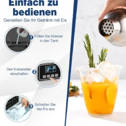 2,4L Eiswürfelmaschine mit Schaufel & Timer & Selbstreinigungsfunktion 18kg in 24H Silber