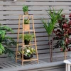 Leiter-Pflanzenregal 4-Stöckiges Bambus-Blumenregal 37 x 34 x 99 cm Natur
