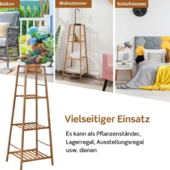Leiter-Pflanzenregal 4-Stöckiges Bambus-Blumenregal 37 x 34 x 99 cm Braun