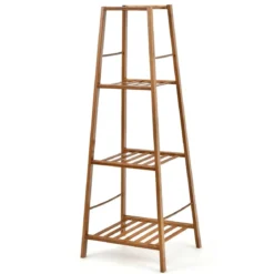 Leiter-Pflanzenregal 4-Stöckiges Bambus-Blumenregal 37 x 34 x 99 cm Braun