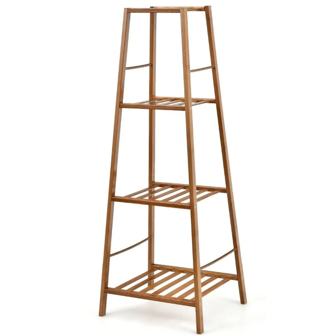Leiter-Pflanzenregal 4-Stöckiges Bambus-Blumenregal 37 x 34 x 99 cm Braun
