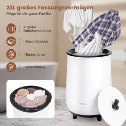 23L Elektrischer Handtuchwärmer mit 3 Heizstufen Handtuchtrockner Wärmegerät Schwarz
