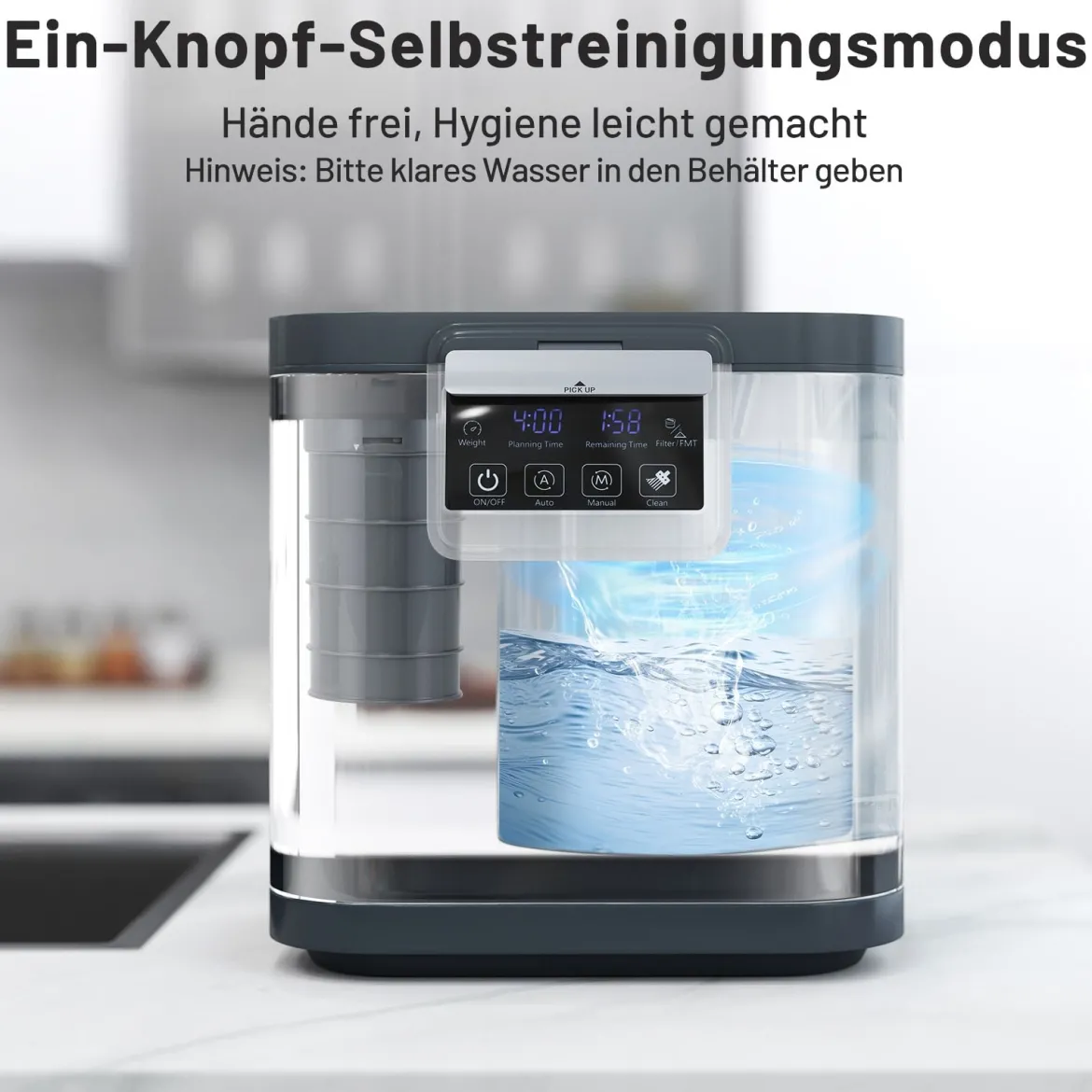4 L Elektrischer Komposter Küchenkomposter mit Deckel 2 Filtereinsätzen & LED-Anzeige Schwarz