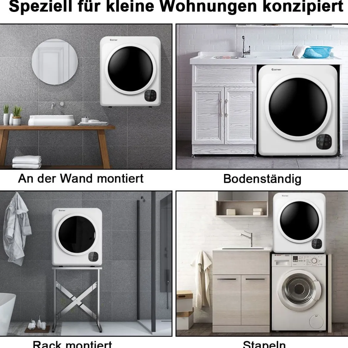 91 L Elektrischer Trockner 1500W Ablufttrockner Wäschetrockner Weiß 59,5 cm x 51 cm x 68 cm