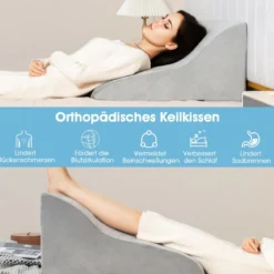 Lesekissen für Bett & Sofa mit Waschbarem Bezug Venenkissen zum Beine Hochlagern Grau