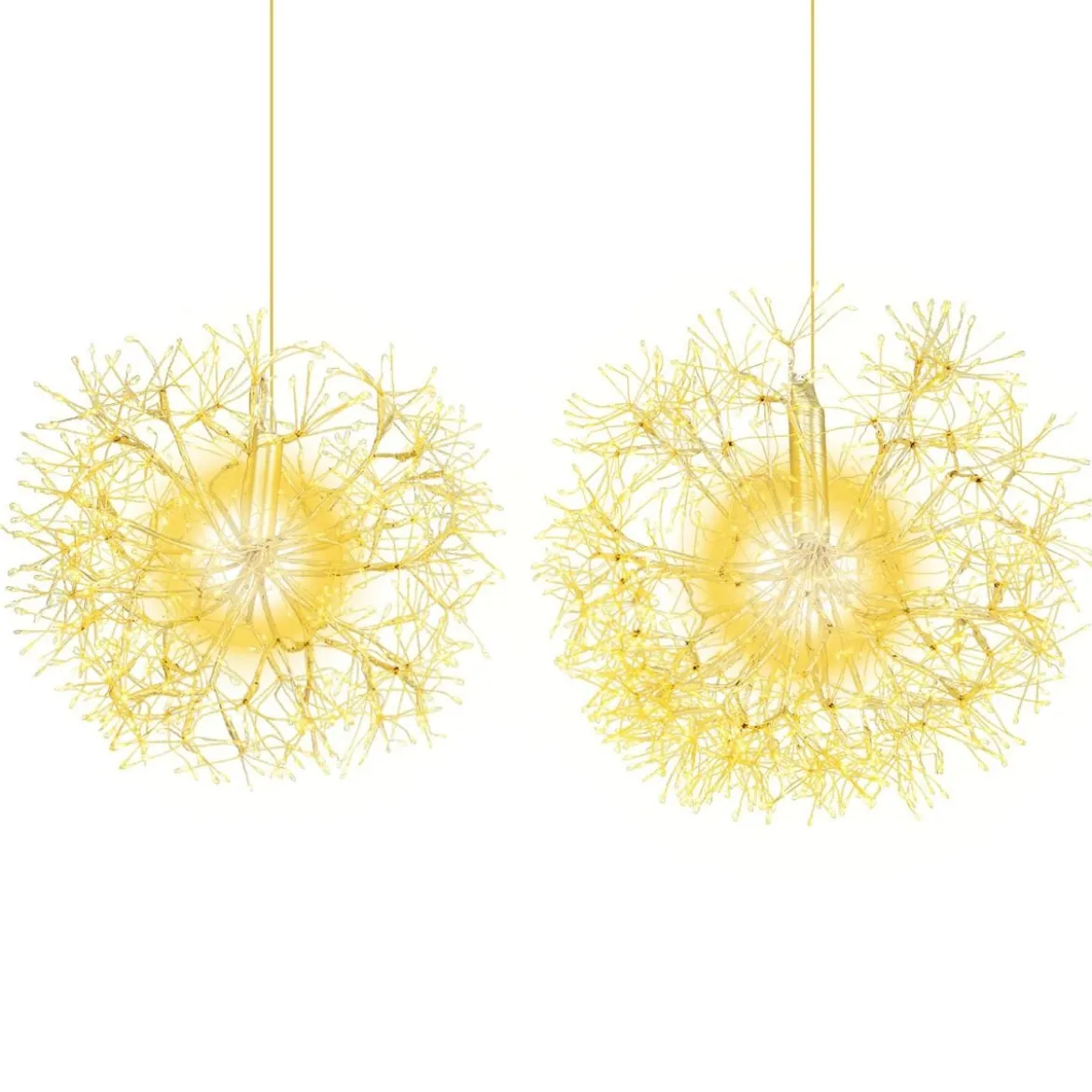 Leuchtkugel Weihnachten 2 Stück LED Kugeln Zum Hinhängen Weihnachtsbeleuchtung für außen und innen Gold